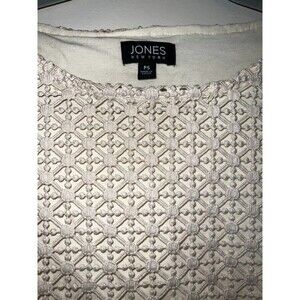 Jones New York Petite small lace blouse sheer cap sleeves